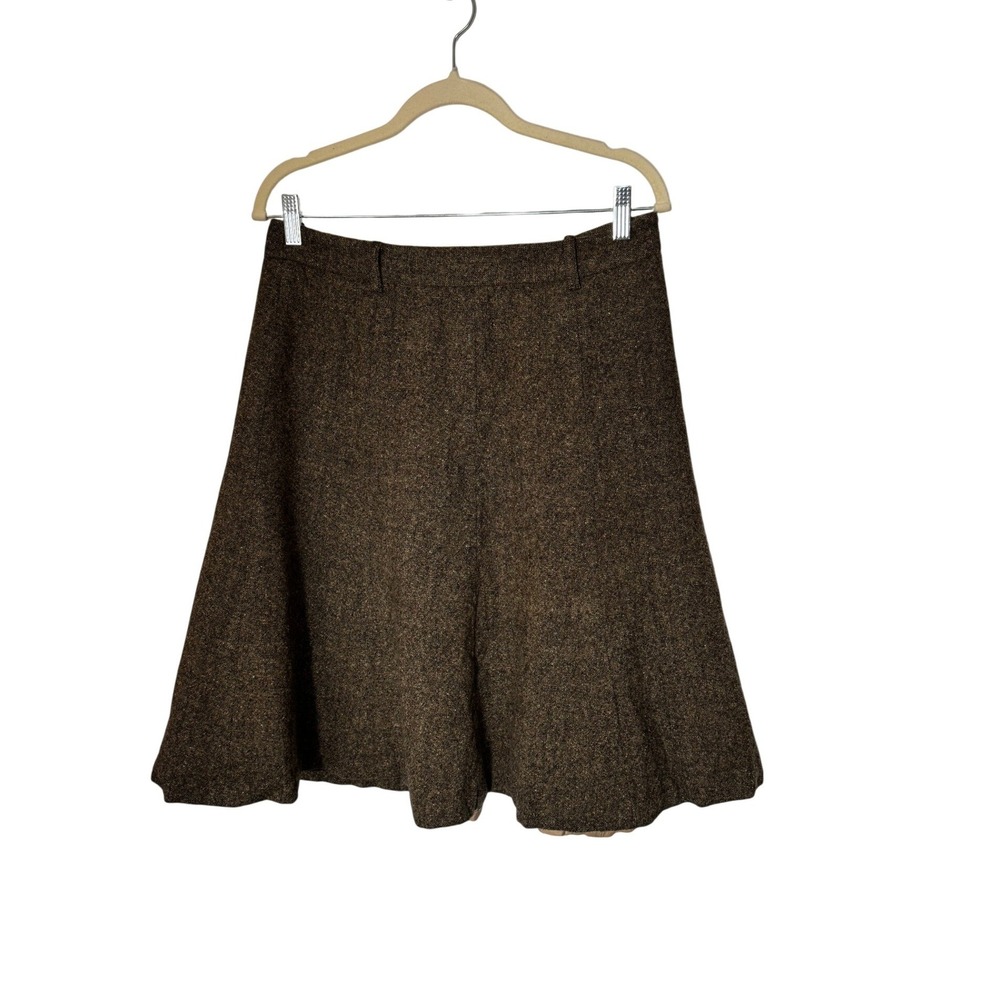 J.Crew Brown Green Wool Blend A-Line Skirt Size 8